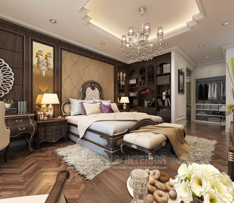 Với gam màu chủ đạo là màu nâu trầm ấm giường ngủ gỗ óc chó bọc da cao cấp sẽ đem lại cho bạn một không gian nghỉ ngơi sang trọng và thoải mái nhất